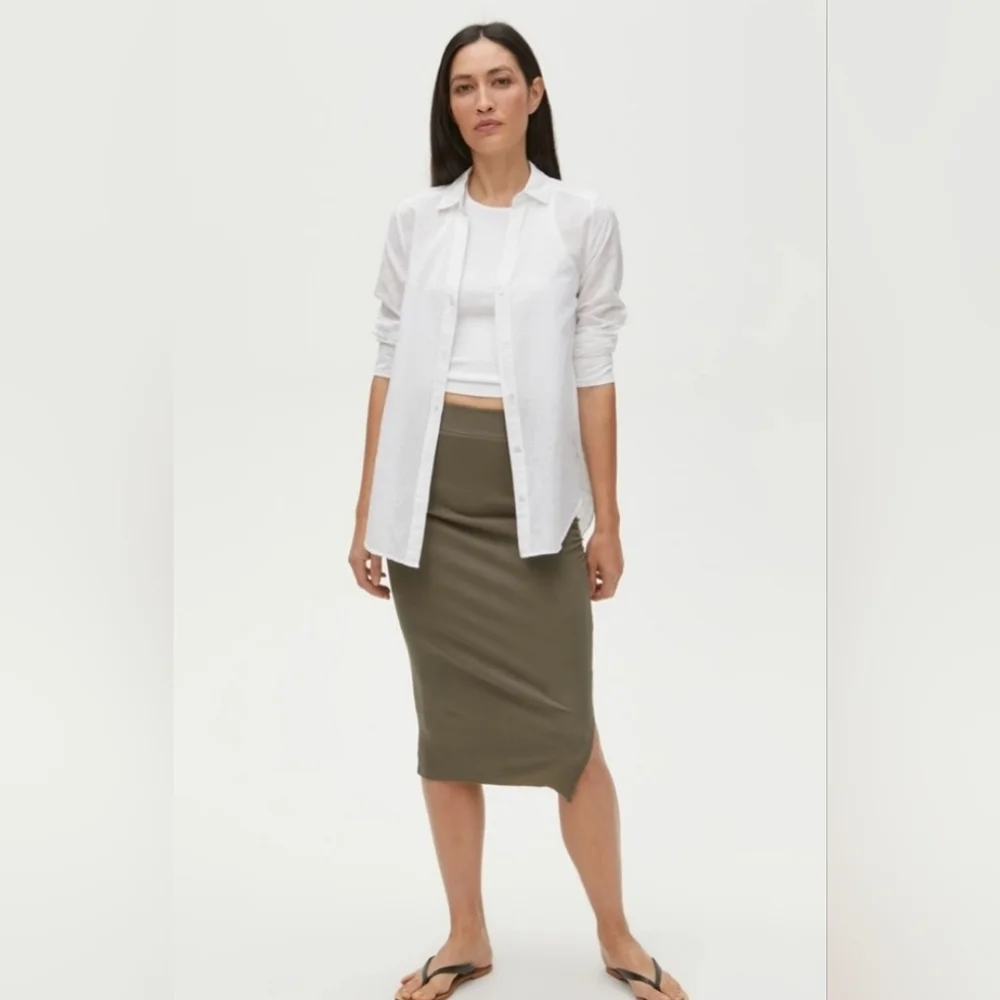 Michael Stars Rae Ribbed Skirt With Side Slit - Picture 1 of 6